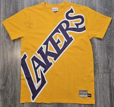 Mitchell & Ness LA Lakers Nba Heavy Tee T Shirt Yellow Big Logo Mens Size Sm-Med - Image 1 of 4