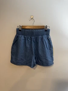 Pantaloncini con sacchetto di carta Chambray filo universale, lavaggio blu, donna piccoli, nuovi con etichetta - Foto 1 di 8