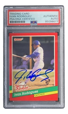 Ivan Rodriguez Signed 1991 Donruss #33 Texas Rangers Rookie Card PSA/DNA - Image 1 of 4