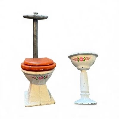 CASA DE MUÑECAS MATTEL THE LITTLES 1980 VINTAGE LAVABO DE BAÑO E INODORO DE METAL Foto 1 de 2