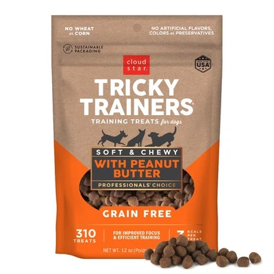 Entrenadores difíciles tamaño mordida suave masticable golosinas para perros mantequilla de maní sin granos 12 oz Foto 1 de 4