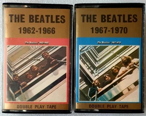 TWO BEATLES DOUBLE PLAY CASSETTES 1962-1966 & 1967-1970 WITH GOLD INLAYS - Picture 1 of 10