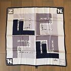 FENDI scarf square silk Scarf 67cm 26″ logo white gray