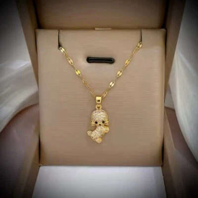 Kleiner Hund Anhänger Halskette Kette goldfarben Geschenk Chihuahua Schmuck Zubehör - Bild 1 von 2