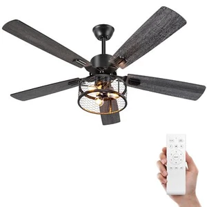 Ohniyou 52 Inch Farmhouse Ceiling Fan with Lights and Remote,3-Lights Ceiling - Picture 1 of 7