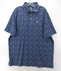 Rhoback Polo Shirt Men XL Blue Golf Performance Seafoods Shellfish AOP Preppy - Picture 1 of 10