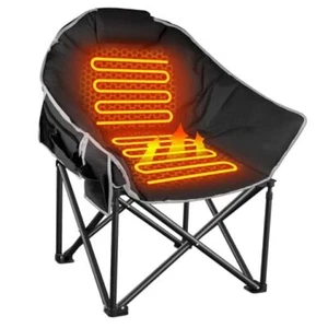 Heated Camping Chair, Oversized Heated Chairs for Adults Outdoor Sports, Black - Picture 1 of 8