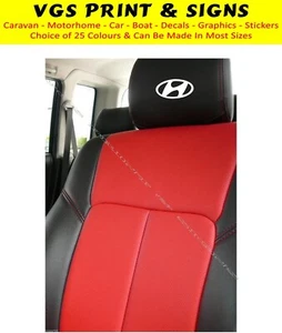6 X HYUNDAI REPOSACABEZAS DE COCHE CALCOMANÍAS GRÁFICOS LOGOTIPO ELECCIÓN DE COLORES - Imagen 1 de 3