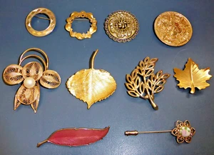 Menge 10 Goldfarbene Vintage Mode Pins & Schal Clips - Bild 1 von 2