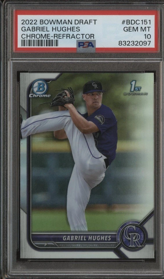 2022 Bowman Chrome Refractor Gabriel Hughes Rockies RC Rookie PSA 10 GEM MINT💎 - Image 1 of 2