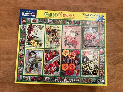 WHITE MOUNTAIN JIGSAW PUZZLE 1000 PCS GARDEN FLOWERS #1698 COMPLETE 24X30 2021 - Image 1 of 4