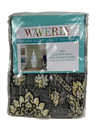 Nuevo Panel Cortina Waverly Clifton Negro Floral Varilla-Bolsillo Atado, 62" x 52" Foto 1 de 4