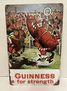 Cartel de barra de metal de hojalata estilo vintage de cerveza Guinness hombre cueva carreras de caballos nuevo - Imagen 1 de 1