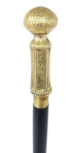 Brass Walking Stick Cane Vintage Style Solid Designer Head Handle Black Wooden - Picture 1 of 8