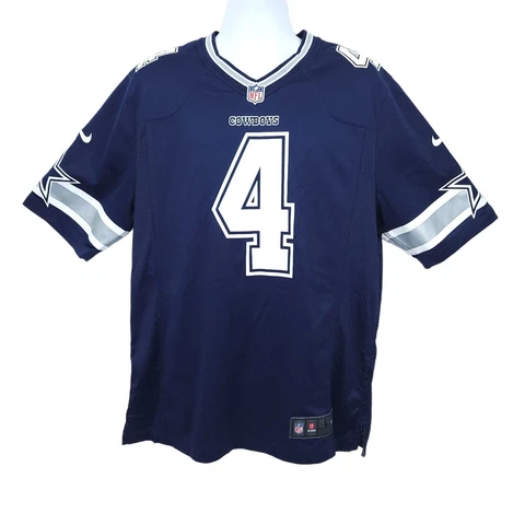 Nike NFL On Field Dallas Cowboys Jersey 4 Dak Prescott Mens L Blue Gray White Cover