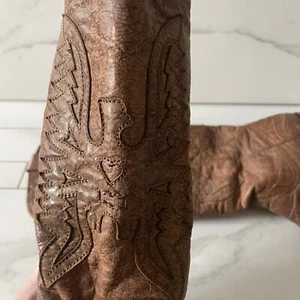 Corral Boots R2295 Eagle Tall Womens 11 M Brown Goat Leather Distressed Cowboy - Picture 1 of 24