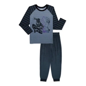 Marvel Black Panther Boys Long Sleeved Pants 2 Pc Pajama Set Grey Size 4/5 NWT - Picture 1 of 2