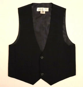 YCH Hung Fashion Boys Vest Navy Blue 2 Button Width Measures 14.5 Formal - Picture 1 of 5