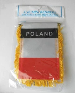 Poland Plain MINI BANNER FLAG GREAT FOR CAR & HOME WINDOW MIRROR HANGING 2 SIDED - Picture 1 of 1