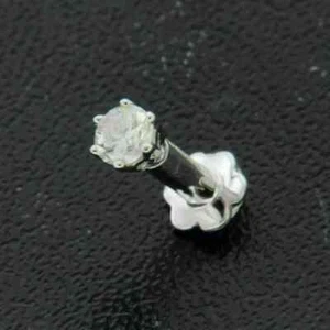 2.5MM Round Lab Created Diamond Women's Nose Pin With Real 14K White Gold Plated - Picture 1 of 9