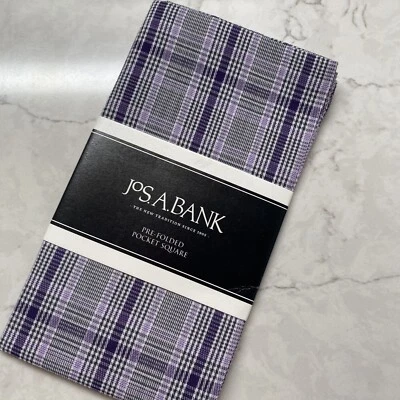 Pañuelo de algodón a cuadros púrpura cuadrado de bolsillo predoblado Jos A Bank Foto 1 de 4