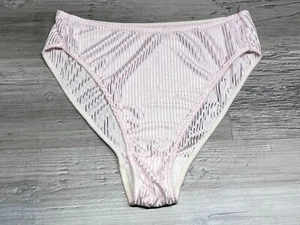 PB-11 Vintage 80s Pink High Leg Brief Panties Made in USA Size 5 Satiny Ribbed - Picture 1 of 8