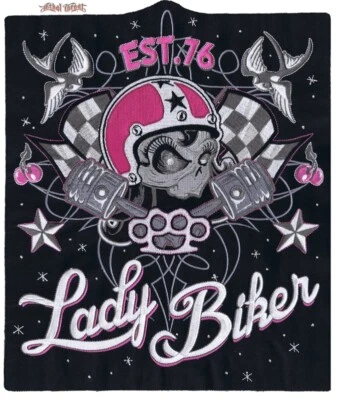 NWOT LETHAL THREAT LADY BIKER PINK SKULL PATCH 10"x12" LT30138 - Imagem 1 de 2