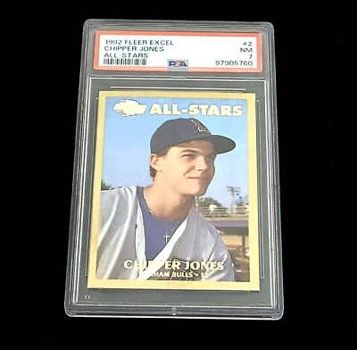 1992 Fleer Excel All-Stars #2 Чиппер Джонс несовершеннолетняя карточка дебютанта Durham Bulls PSA 7 - Изображение 1 из 3