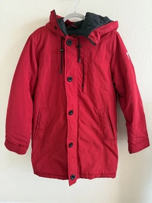 Abrigo de Invierno Parka Larga con Capucha GUESS Talla Pequeña - Rojo Cremallera Completa Foto 1 de 4