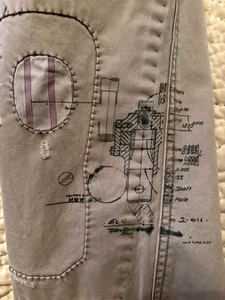 Ralph Lauren Polo bestickt repariert Denim Patchwork kultig khaki aztekisch Hose - Bild 1 von 23