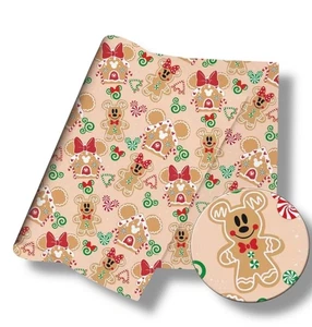 Beige Lebkuchen Plätzchen Weihnachten Mickey Baumwollstoff Polyester 50x145CM - Bild 1 von 1