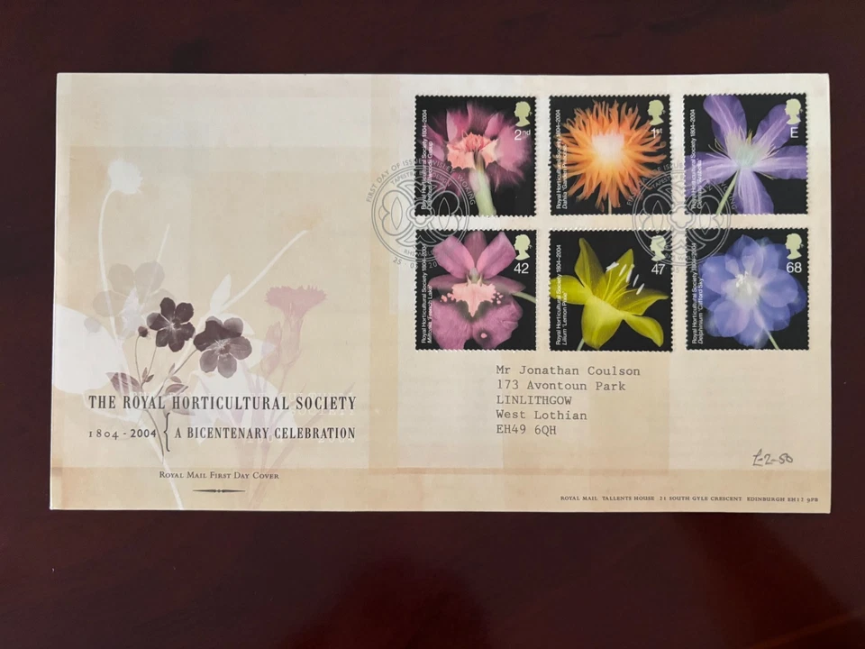 Reino Unido 2004 - Sellos de la Royal Horticultural Society FDC Tallents House Edin Foto 1 de 1
