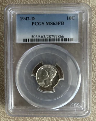 1942-D Mercury Dime MS63 Full bands PCGS 10C Free Shipping - Image 1 of 2