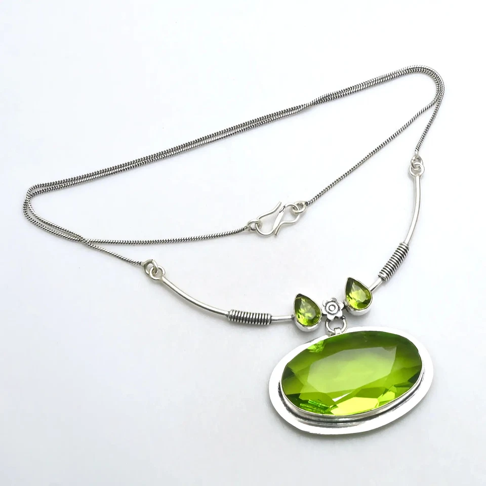 Peridot Gemstone Ethnic Handmade Necklace Jewelry For Women 28 Gms AN 12482 - Image 1 of 1