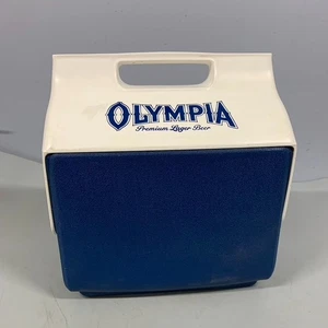 Vintage Olympia Lager Bier Oly selten blau Logo Iglu Kühler Eistruhe Werbung - Bild 1 von 16