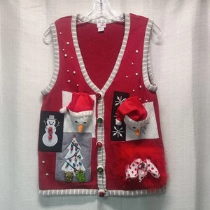 Holiday Edition Ugly Christmas Sweater Weste Baumwolle Altered Damen L Schneemänner Baum  - Bild 1 von 11