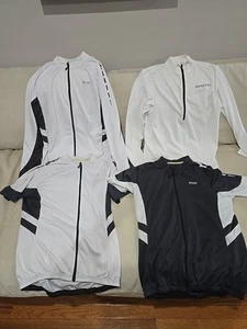 4 Men's Cycling Jersey Set Arsuxeo Spotti White Gray Biking Sport Road Mountain - Picture 1 of 17