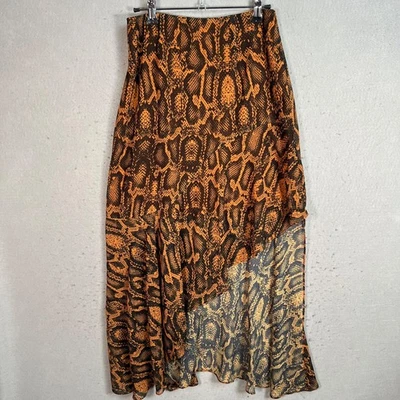 Finders Keepers Womens Size 4 Asymmetrical Snake Print Skirt Polyester - Image 1 of 4