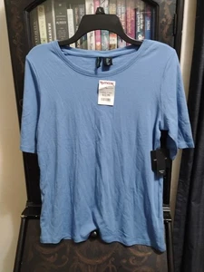 Cynthia Rowley blaues Basic T-Shirt Größe L - Bild 1 von 4