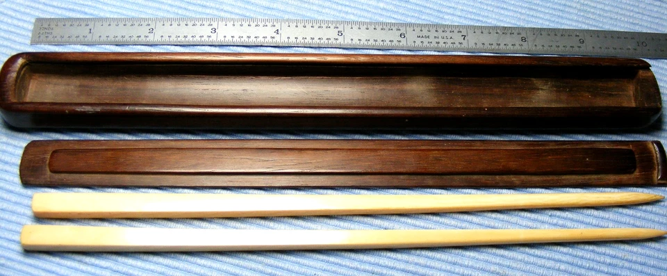 Palillos de madera dura vintage de 9 pulgadas con estuche Foto 1 de 3