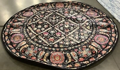 BLACK / FUCHSIA 6'-0" x 6'-0" Back Stain Rug Reduced Price 1172670833 ADR203Z-6R - Image 1 of 4