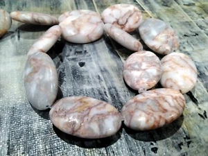 Natural Net Stone, Flat Oval 28-30x18-20x6-7mm, Approx 13pcs.Free postage - Picture 1 of 3