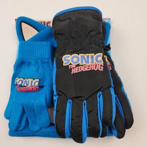 classic sonic the hedgehog hat - gloves & ski glove set youth one size - Picture 1 of 10