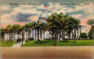 Vtg Montgomery Alabama AL State Capitol 1940s Unused Linen Postcard - Picture 1 of 2