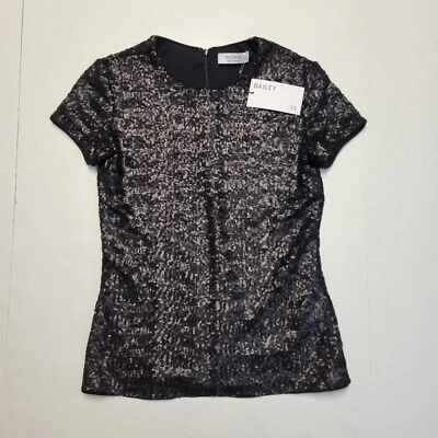 $218 Nueva Camiseta Top Bailey 44 Para Mujer MEDIANA M Negra Lentejuelas Celebración SS Foto 1 de 4
