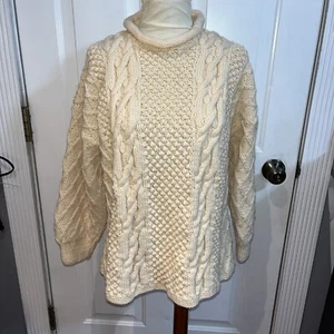 Suéter De Colección Blarney Woolen Mills Talla Única Pescador Grueso Tejido con Cable 100% Lana - Imagen 1 de 13