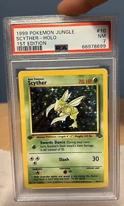 | Scyther 10/64 1st Edition 🥇| Jungle 🌳| Holo ✨| Rare ⭐️| Pokémon TCG| PSA 7 | - Picture 1 of 3