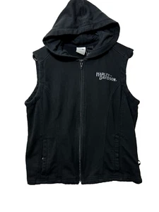Harley-Davidson Damen Weste Schwarz Baumwollmischung Kapuze Full-Zip Größe XL - Bild 1 von 3