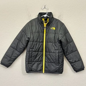 THE NORTH FACE Quilted Puffer Jacket Boys S (7-8) Gray Full Zip Winter Gorpcore - Picture 1 of 13