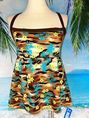 ¡NUEVO CON ETIQUETAS! Traje de baño Tankini para mujer talla L UJENA marrón tropical bebé muñeca Foto 1 de 4